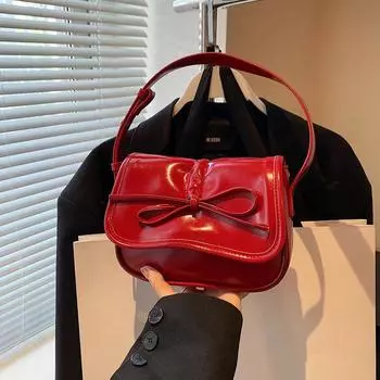 Yogodlns Bow Tie Design Underarm Bags for Women Trend Fashion Handbags Crossbody Bag Pu Leather Small Shoulder Bag