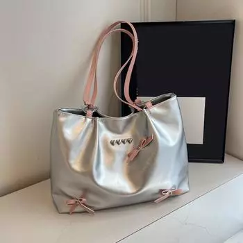 Yogodlns Commuter Большая вместимость женская сумка через плечо Высококачественная универсальная контрастная цветная сумка через плечо для отдыха и путешествий 34x14x25cm чёрный