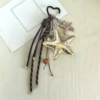 Yogodlns Fashion PU Leather Star Bag Pendant Five-pointed Star VersatileWomen Handbag Hanging Decoration one size золотой