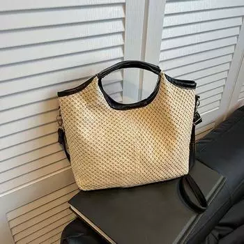Yogodlns Fashion Summer Straw Handbags Women s Shoulder Bags For Daily Used Casual Travel Crossbody Top-handle Bag 23x10x17cm хаки