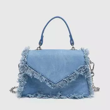 Yogodlns Fashion Tassel Denim Women Handbags Designer Box Shoulder Crossbody Bags Small Flap Female Messenger Purses