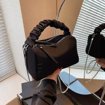 Yogodlns Fashion Versatile Chain Crossbody Mobile Phone Bag Autumn and Winter Nylon Women s Shoulder Pillow Handbag 21x10x13cm чёрный