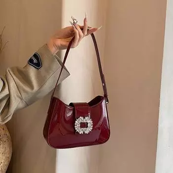 Yogodlns Красные сумки через плечо для женщин Элегантные сумки Кошелек Шикарный PU кожа Роскошный дизайн Свадебный клатч с верхней ручкой Сумка через плечо 21.5x6x15cm вино красного