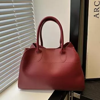 Yogodlns Красный цвет Большие размеры Женские сумки Ретро Чистый цвет Сумка-шоппер через плечо Роскошные дизайнерские сумки 33x15x23.5cm чёрный