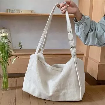 Yogodlns Lazy Style Large Capacity Canvas Tote Bag New College Student Class Bag Commuting Shoulder Crossbody Bag for Women 38x17x26cm