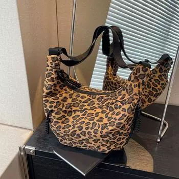 Yogodlns Леопардовый принт сумки через плечо для женщин Холщовые повседневные сумки через плечо женские винтажные дизайнерские сумки большой вместимости