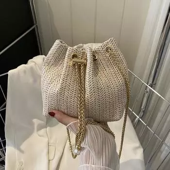 Yogodlns, летние соломенные тканые сумки-тоут для женщин, сумки-кошельки из ротанга, женская пляжная сумка, праздничная сумка-ведро через плечо