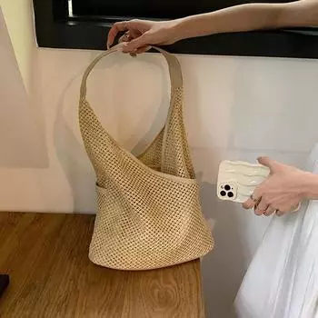 Yogodlns Летняя мода соломенные тканые сумки на плечо для женщин повседневные большие вместительные богемные пляжные женские сумки для покупок сумки-тоут
