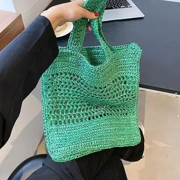 Yogodlns летняя тканая полая сумка на плечо для женщин яркие цвета путешествия приморский пляж повседневная сумка-тоут 25x15x20cm белый