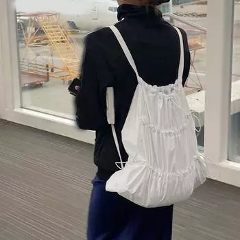 Yogodlns Летняя водонепроницаемая нейлоновая сумка большой емкости на шнурке через плечо, легкая плиссированная женская повседневная сумка для отдыха