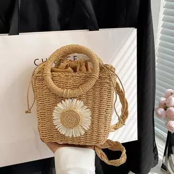 Yogodlns летняя женская сумка через плечо из ротанга ручной работы с тканой соломенной ручкой сумки через плечо 16*8*20cm хаки