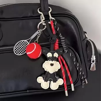 Yogodlns Lovely PU Leather Schnauzer Pendant Cute Puppy Animal Dog Fashion Bag Pendant Creative Woven Rope Bag Charms one size зелёный