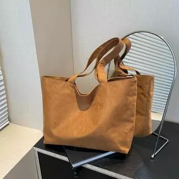 Yogodlns Матовая винтажная женская сумка Большая вместительная сумка через плечо Однотонная простая повседневная сумка для путешественников Осенняя ретро-сумка для шоппинга 34x11x28cm чёрный