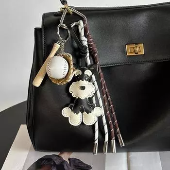 Yogodlns Милая собачка, подвесная сумка для шнауцера, ручная работа, плетеная веревка, сумка, кулон, подарочный рюкзак, декоративные аксессуары one size чёрный