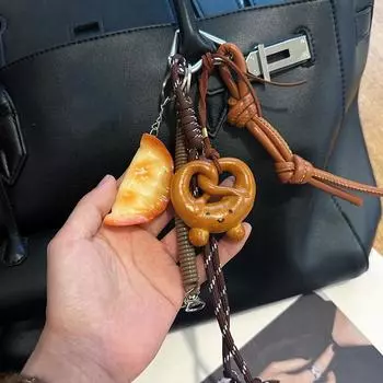 Yogodlns Милый Улыбающийся Личико Хлеб Плетеный Веревочный Пельменный Кулон Сумка Аксессуар Ручной Работы Модная Сумка Подвесной Щелочной Воды Хлеб Бублик Сумка Кулон Bagels разноцветный