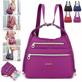 Yogodlns Многофункциональный открытый нейлоновый водонепроницаемый материал Рюкзак Маленькая косая крестовая сумка для женщин 28*16*24cm чёрный