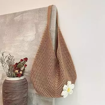 Yogodlns Модная ажурная плетеная соломенная сумка в стиле бохо, ажурная сумка-тоут, большая вместительная пляжная сумка для покупок 47x2x49cm бежевый