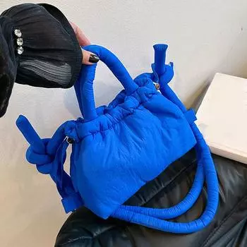 Yogodlns, модная маленькая сумка-тоут, дизайнерская мягкая женская сумка на плечо, нейлоновая пуховая хлопковая сумка через плечо, мини-женские сумки 23x10x15cm горячий розовый