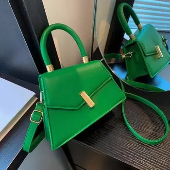 Yogodlns Модная однотонная сумка с пряжкой-замком, дорожная сумка на одно плечо, маленькая квадратная сумка для лета 21x7x16.5cm чёрный