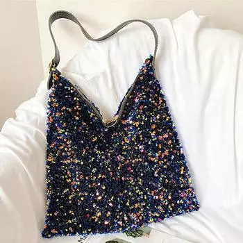 Yogodlns модная сумка через плечо с блестками женская сумка-мешок из искусственной кожи модная сумка через плечо дизайнерская женская сумка под подмышками 36*2*38cm белый