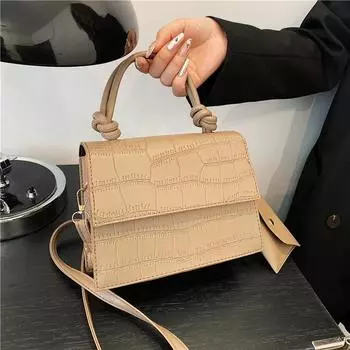 Yogodlns Модная сумка через плечо с крокодиловым узором, большая вместимость, сумка через плечо для женщин, универсальная сумка, квадратная сумка-мессенджер с маленьким кошельком 20x7x15cm чёрный