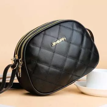 Yogodlns Модная сумка из искусственной кожи в клетку с клапаном Повседневная сумка через плечо Сумка через плечо Твердая сумка через плечо 19*6*12.5cm чёрный