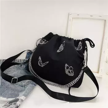 Yogodlns Модная светящаяся бабочка ретро сумка-ведро через плечо для женщин шнурок сексуальные цепочки сумки через плечо леди маленькая сумочка