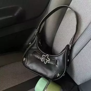 Yogodlns Модная женская сумка через плечо Джинсовая маленькая сумочка Роскошная дизайнерская женская сумка в форме полумесяца Трендовая сумка-хобо под мышками Сумки через плечо 21.5x5.7x11cm чёрный