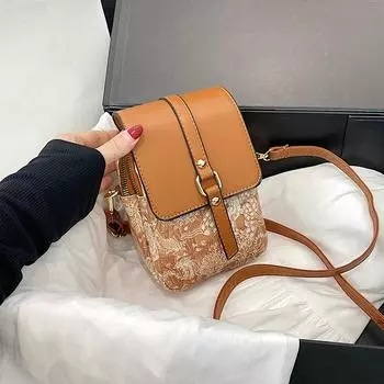 Yogodlns модная женская сумка через плечо с ретро-принтом из искусственной кожи сумка через плечо для девочек сумка для мобильного телефона