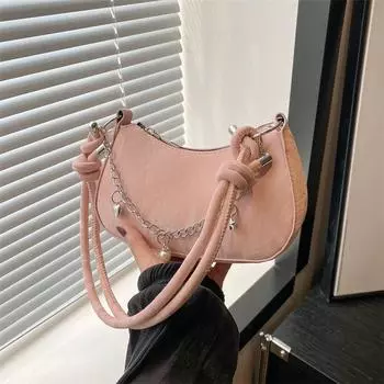 Yogodlns модная женская сумка на плечо, сумка подмышки, роскошный дизайн, однотонная сумка-мессенджер, кошелек через плечо, сумки-бродяги 20x6x12cm чёрный