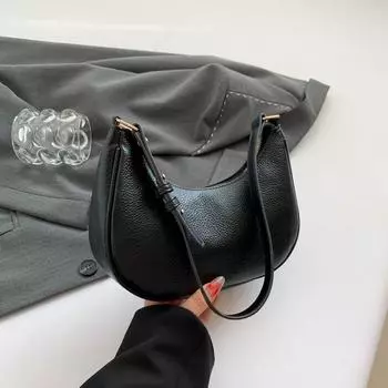 Yogodlns Модные сумки через подмышки для женщин Сумка с рисунком личи и полумесяцем Кожаные кошельки и сумки из искусственной кожи Дизайнерская маленькая сумка через плечо 24.5x6.5x17cm чёрный