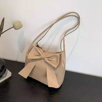 Yogodlns Модные сумки с бантами для женщин Сумки на плечо Досуг Сумка подмышку Универсальные сумки для покупок Женские сумки 27x11x22cm розовый
