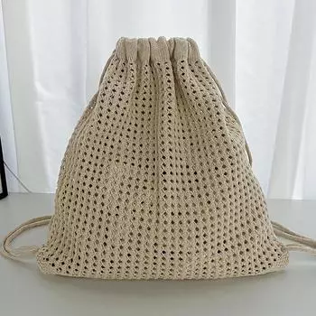 Yogodlns Модные женские полые тканые сумки через плечо большой емкости вязаная крючком сумка вязаные сумки эко женская сумка для покупок 36x38cm бежевый