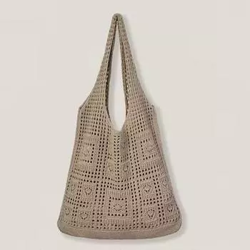 Yogodlns модные женские полые тканые сумки на плечо большой емкости сумки на плечо вязаные крючком сумки женские сумки для покупок 36x32cm бежевый
