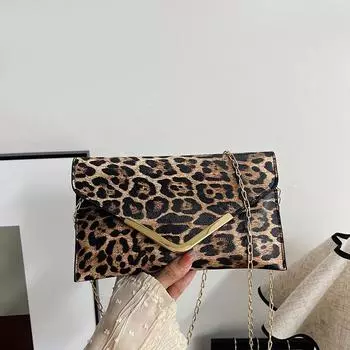 Yogodlns Модный женский клатч с леопардовым принтом, мягкие кошельки из искусственной кожи, женские сумки-конверты большой вместимости, женская вечерняя сумка для вечеринки 23x1x14cm чёрный