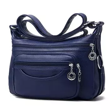 Yogodlns Мягкая мытая искусственная кожа Повседневная сумка для мамы Женская сумка через плечо 27*14*19cm чёрный