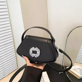 Yogodlns New Diamond Design PU Leather Small Underarm Bags For Women Fashion Crossbody Bag Lady Handbags Evening Purses 22x7x12.5cm чёрный