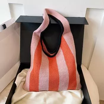 Yogodlns Новая широкая полосатая вязаная женская сумка большой вместимости женская сумка-тоут летняя пляжная сумка полые тканые сумки через плечо