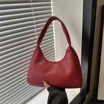 Yogodlns Новая женская сумка-тоут во французском стиле из искусственной кожи на одно плечо, сумка через подмышку, роскошная дизайнерская сумка, дорожная тканая сумка-хобо 29x8x22cm чёрный