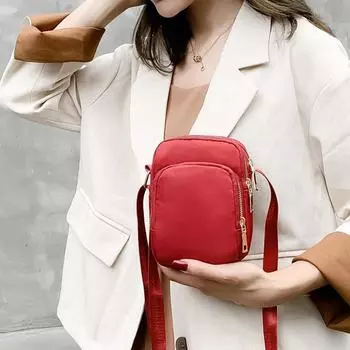 Yogodlns новые сумки через плечо для мобильного телефона для женщин модная женская сумка через плечо кошелек для мобильного телефона 3-слойный водонепроницаемый маленький оксфордский кошелек 12x7x17cm красный