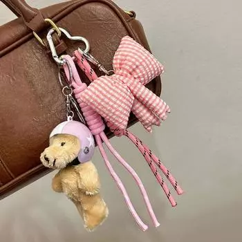 Yogodlns Новый шлем Медведь Сумка Подвеска плетеный бант из веревки Симпатичные нейлоновые аксессуары для сумок своими руками one size розовый
