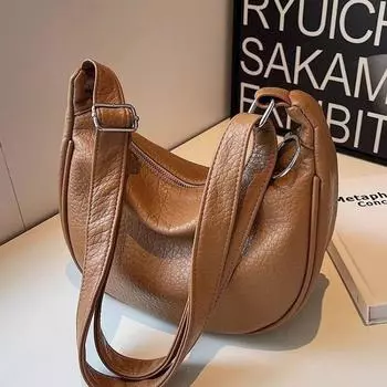 Yogodlns однотонная сумка-бродяга для женщин, большая вместительная дорожная сумка через плечо, женская сумка через плечо в форме полумесяца, женские повседневные поясные сумки 28x11x17cm чёрный