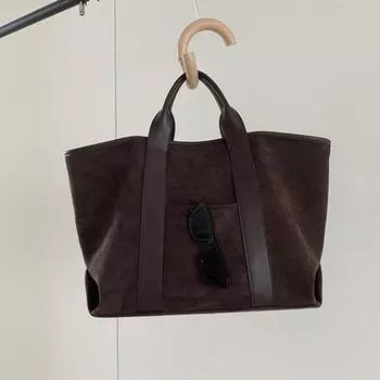 Yogodlns Осень-зима женская сумка винтажная замшевая большая вместительная сумка простая модная сумка-тоут большие кошельки и сумки роскошный дизайнер 37x17x32cm кофейный