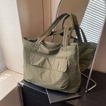 Yogodlns Personalized Simple Shoulder Bag New Casual Women Large Capacity Tote Bag Solid Color Commuter Versatile Zipper Underarm Bag