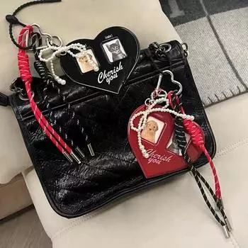 Yogodlns Подвеска на сумку из плетеной веревки в форме любви, красная и черная нейлоновая веревка, милая подвеска на сумку в виде собаки, аксессуары для сумок one size красный