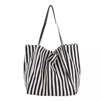 Yogodlns повседневная холщовая сумка в полоску, женская большая вместительная сумка с ручкой, простые сумки на плечо, женская сумка для покупок, сумки-тоут 34*18*32cm синий