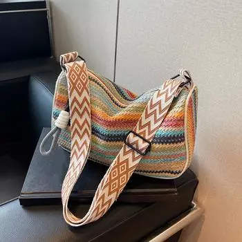 Yogodlns Повседневная женская тканая легкая сумка через плечо, сумка через плечо для женщин, дизайнерская роскошная сумка через подмышку 29x12x18cm чёрный