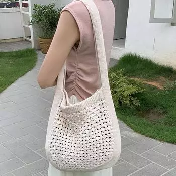 Yogodlns повседневные тканые женские сумки на ремне вязаные сумки большой вместимости дизайнерские сумки-шопперы женские пляжные дорожные хлопковые кошельки 33x32cm бежевый