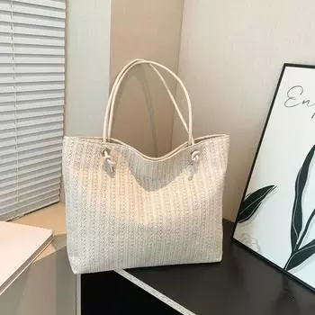 Yogodlns Премиум-чувство, большая вместительная тканая сумка ручной работы, уличная пляжная соломенная женская сумка на плечо, повседневные сумки-шоперы styel 2 бежевый
