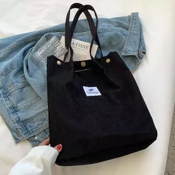 Yogodlns, простая студенческая сумка на плечо, мягкая вельветовая повседневная сумка-шоппер, женская сумка большой вместимости, женские сумки через плечо подмышками 34x12x38cm зелёный